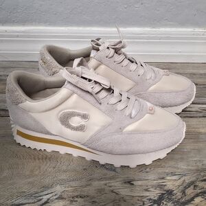 COACH Women's Ivory Suede & Leather Retro Sneakers - Ivory 9.5